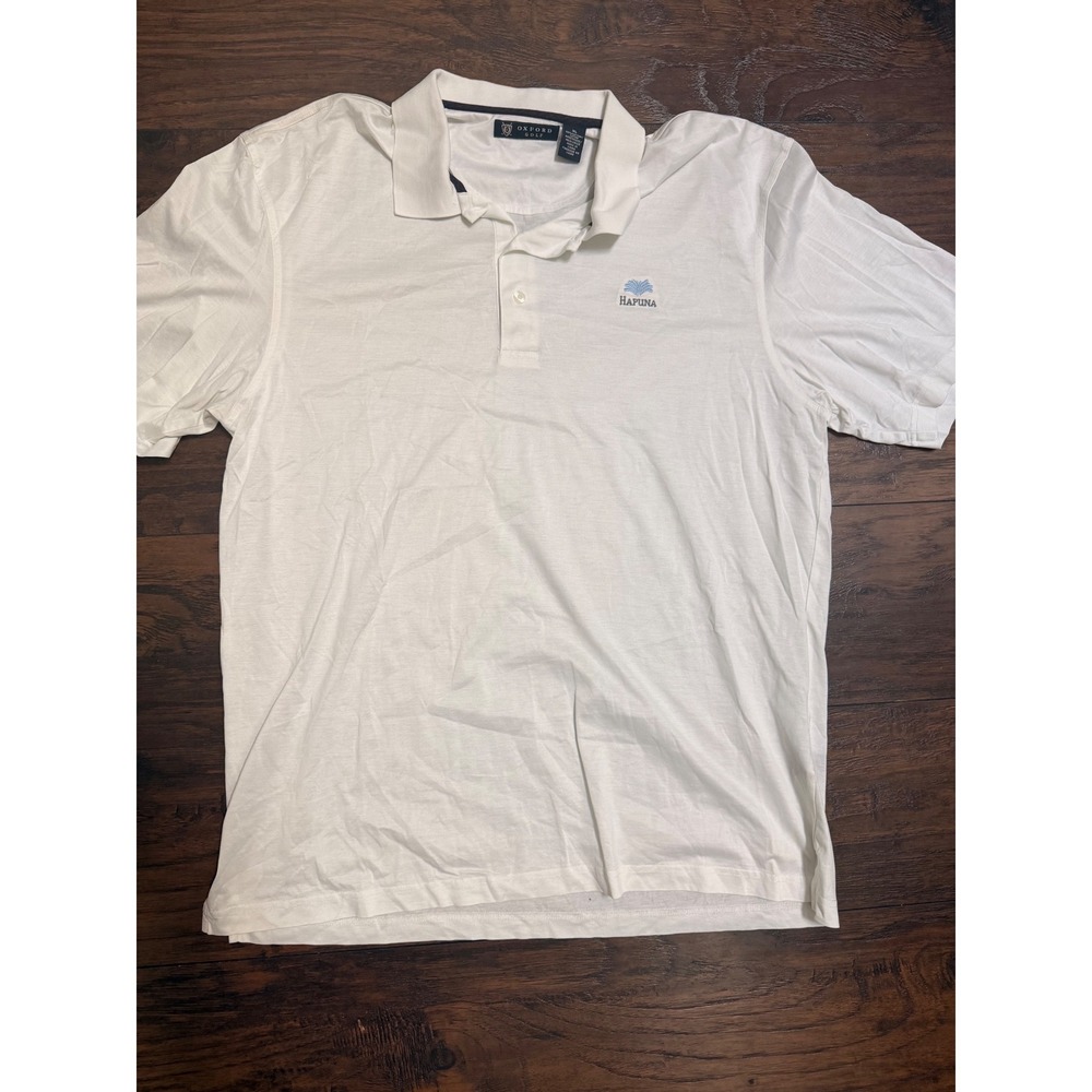 Oxford Golf Mens White Mercerized Cotton Polo Shirt XL Hapuna Logo Short Sleeve